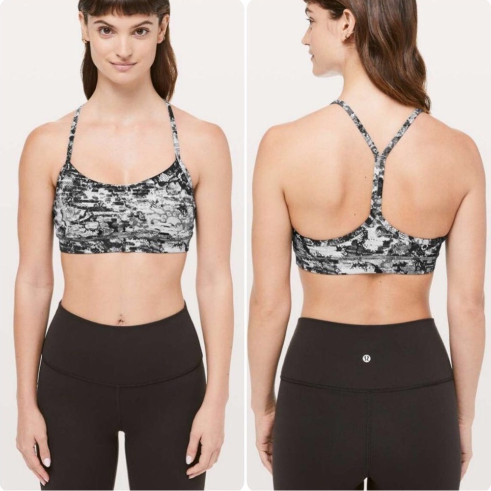 🌼Lululemon Flow Y Bra *Luxtreme Masked Lace Starlight Black | Size 10